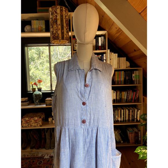 FLAX Stripe Dress Linen - Picture 3 of 7